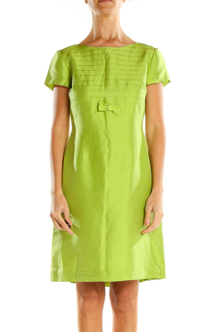 Green Silk Retro A-Line Dress