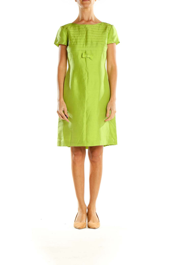 Green Silk Retro A-Line Dress