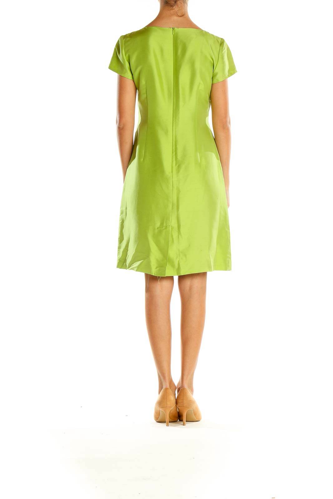 Green Silk Retro A-Line Dress