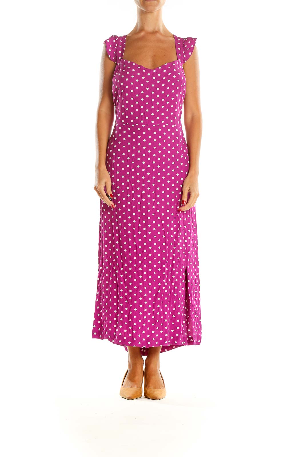 Pink Polka Dot Column Dress