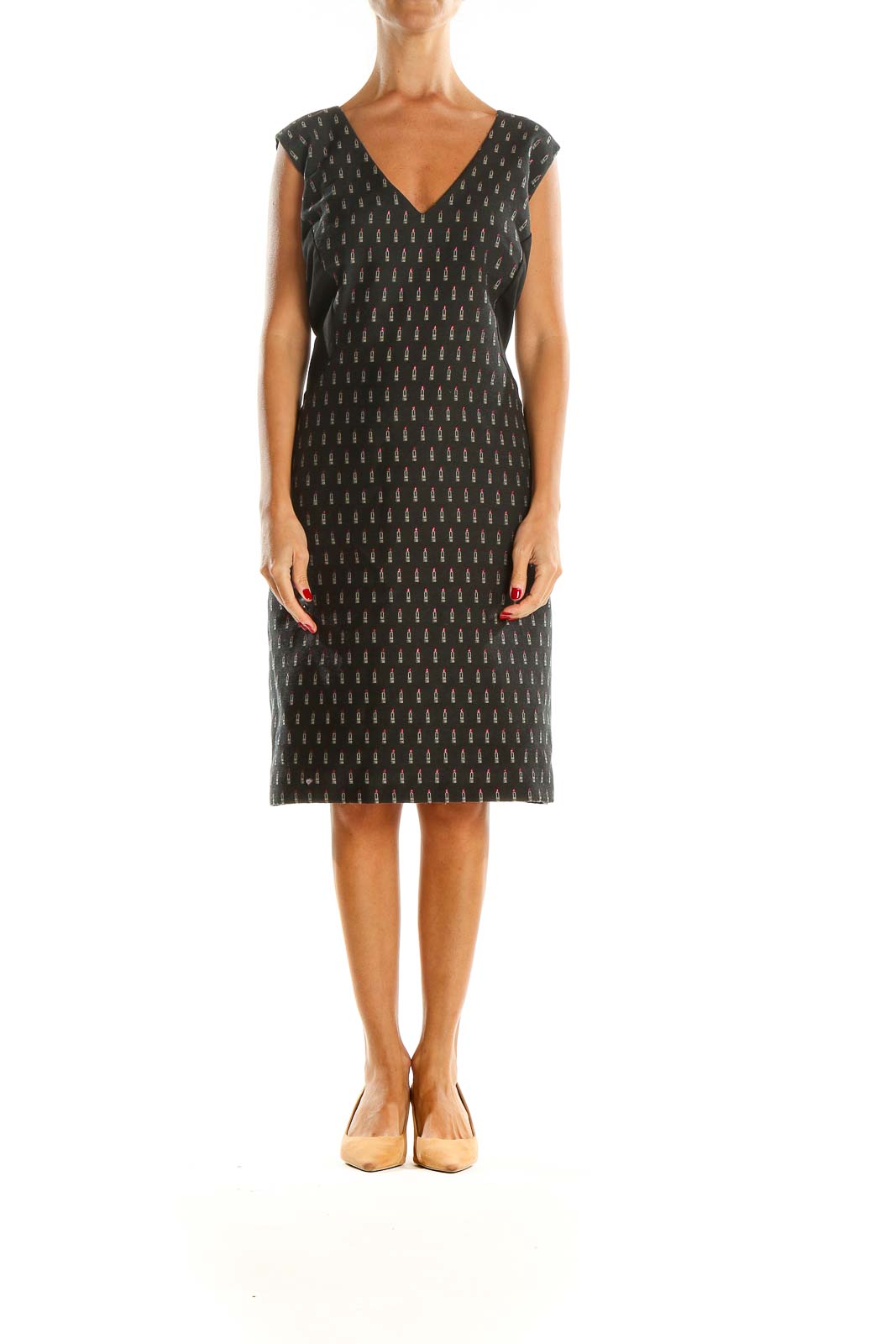 Gray Printed Sheath Dress