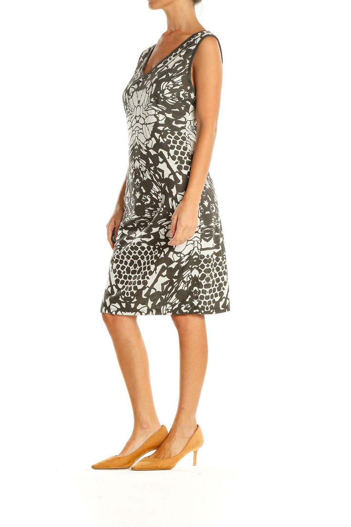 Black White Printed Holiday Sheath Dress