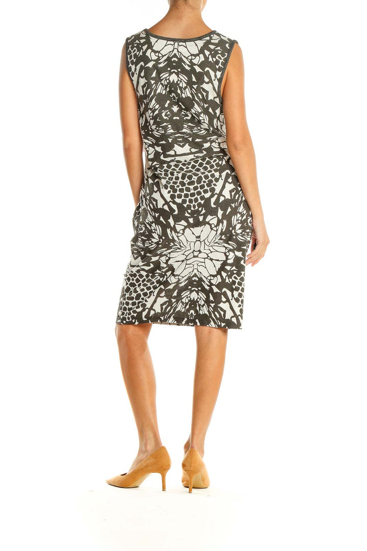 Black White Printed Holiday Sheath Dress