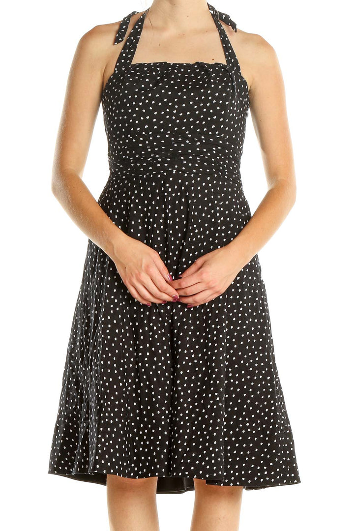 Black Polka Dot Retro Halter Fit & Flare Dress