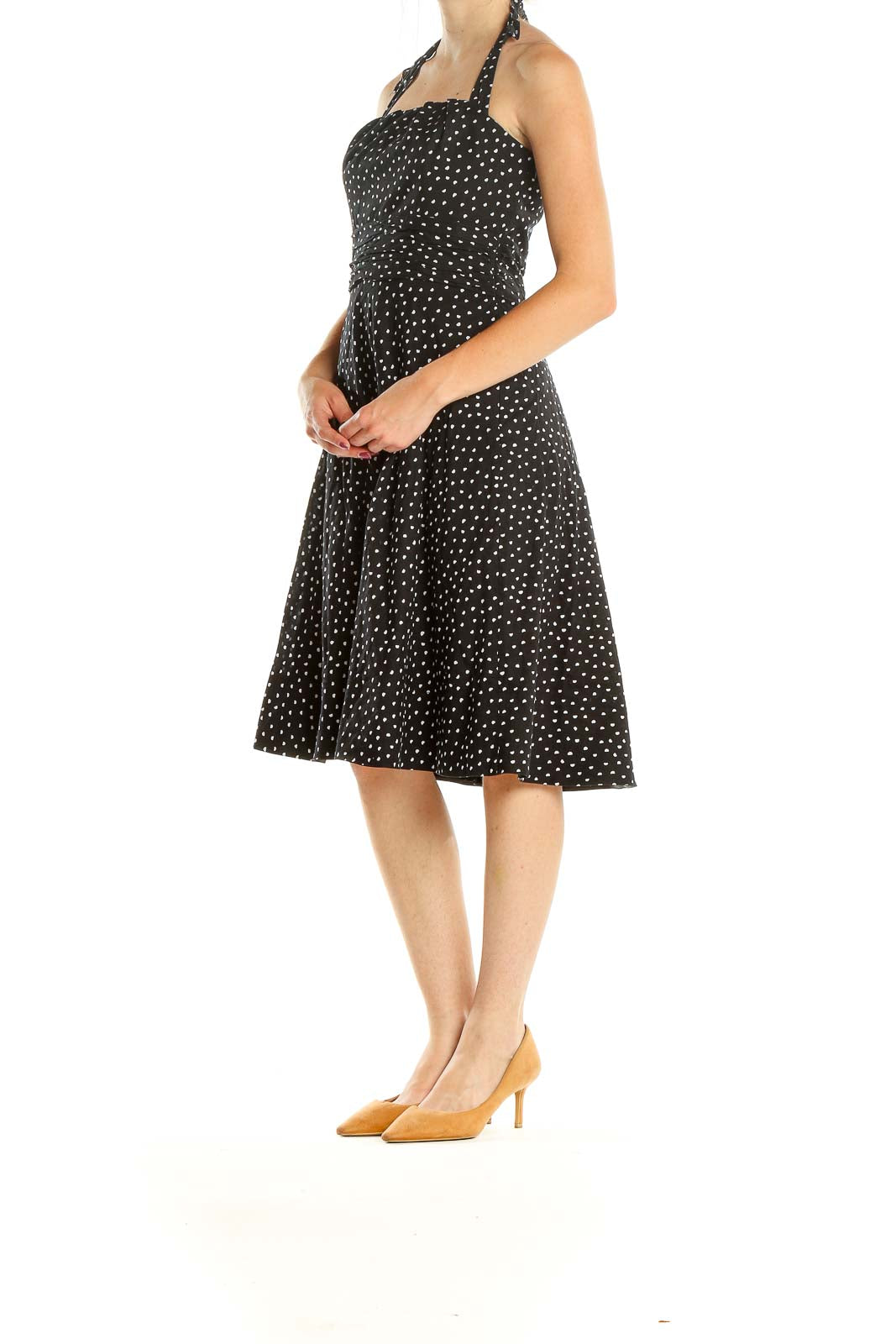 Black Polka Dot Retro Halter Fit & Flare Dress