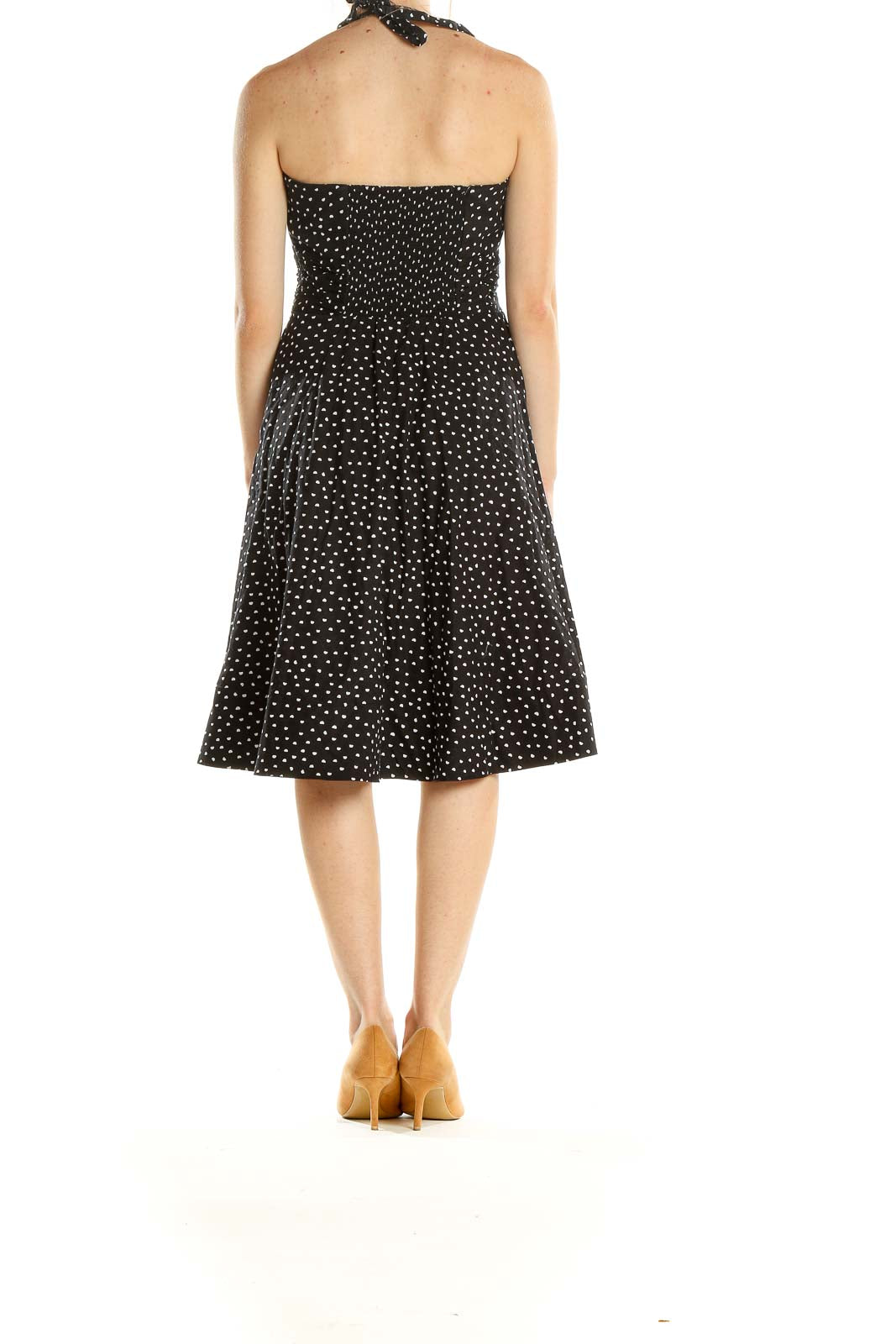 Black Polka Dot Retro Halter Fit & Flare Dress