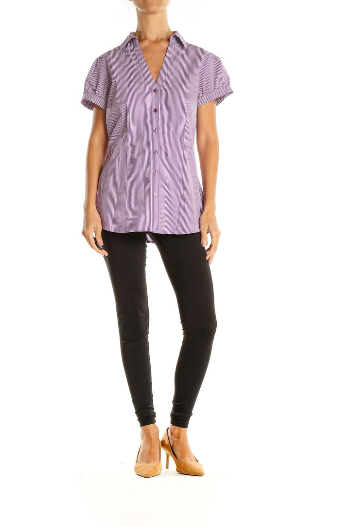 Purple Striped Casual Top