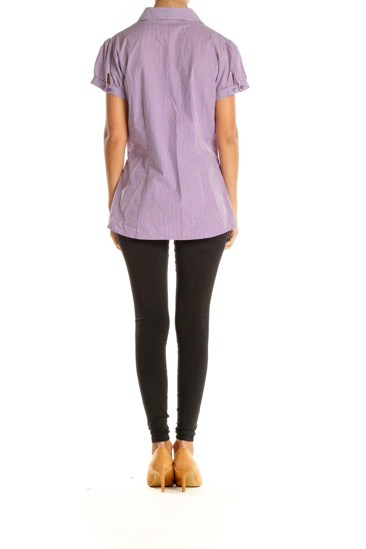 Purple Striped Casual Top