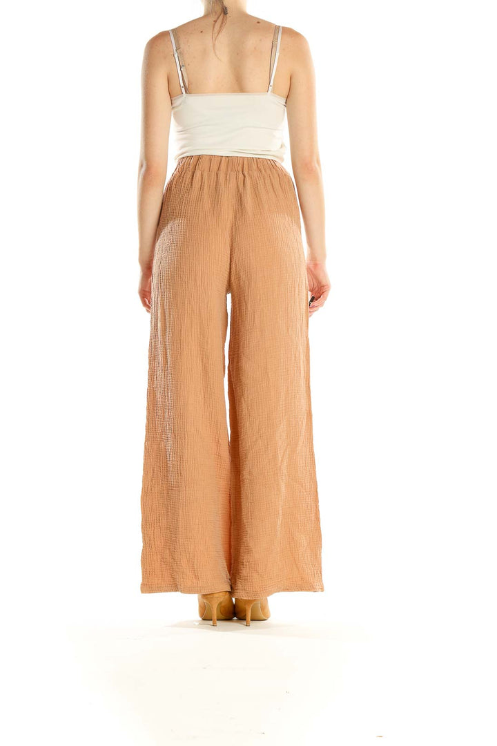 Tan Textured Wide Leg Pants