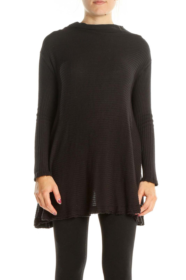 Black Knitted Open Back Sweater