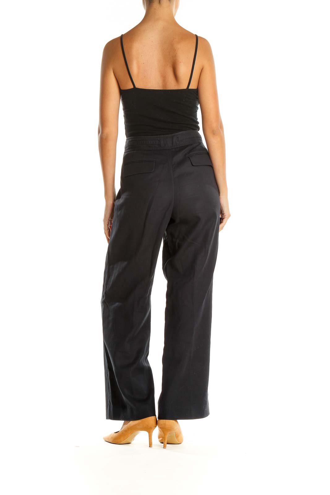 Black Classic Trousers with Chain Detail