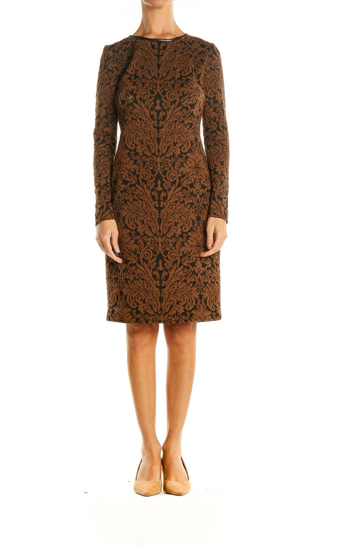 Brown Printed Chic Sheath Dress