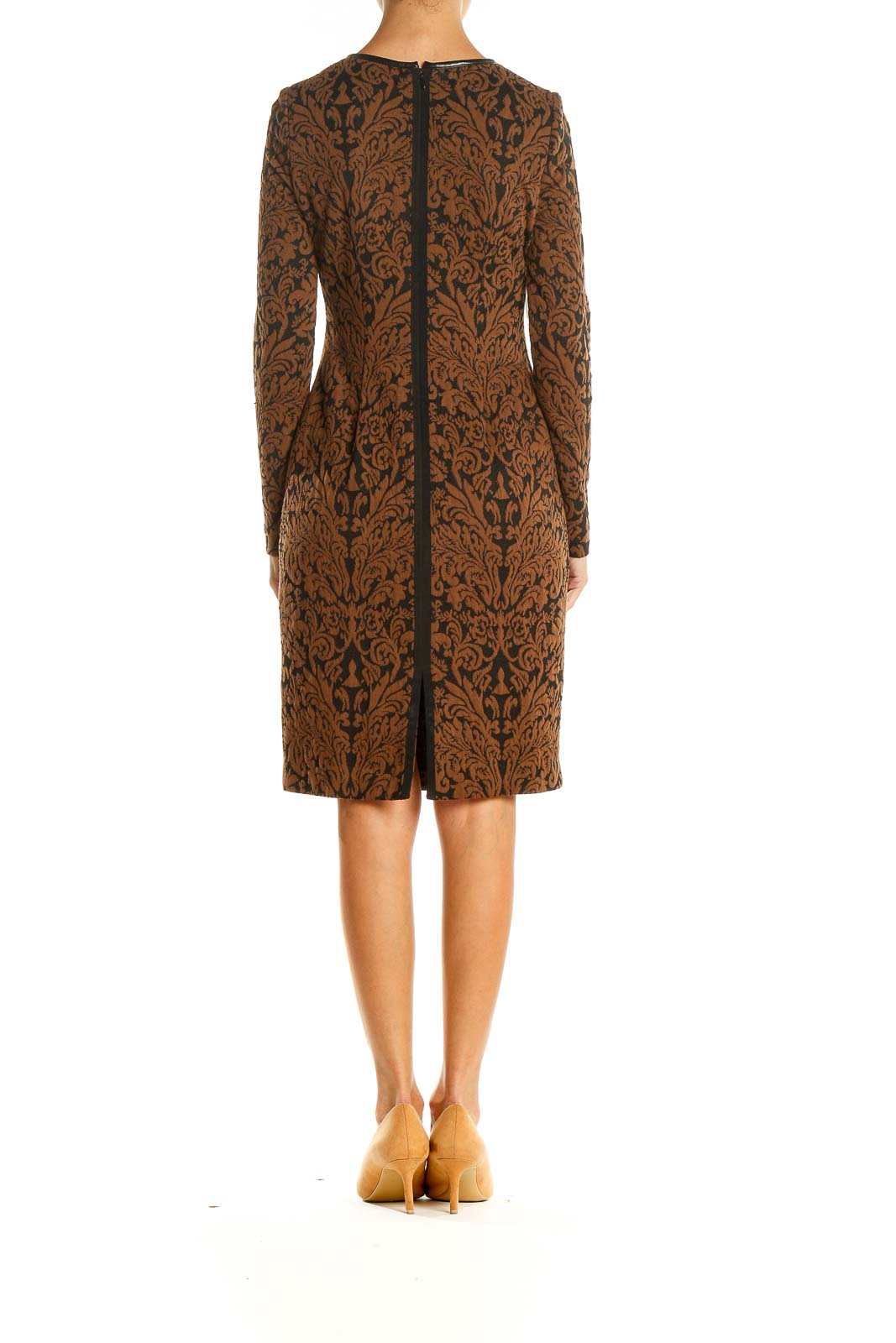 Brown Printed Chic Sheath Dress