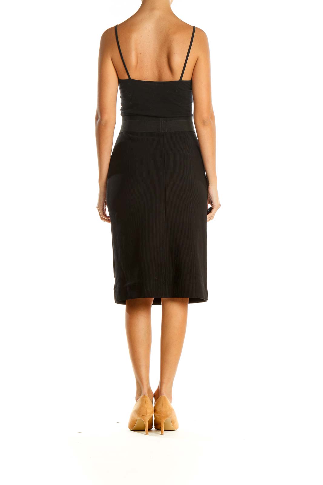 Black Ribbed Pencil Skirt