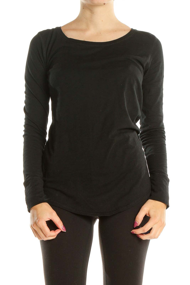 Black Casual Long Sleeve Top