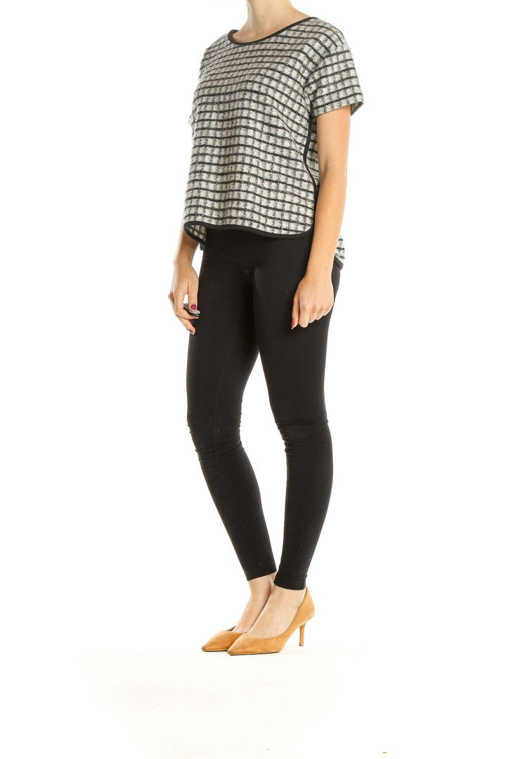 Gray Checkered Brunch Top