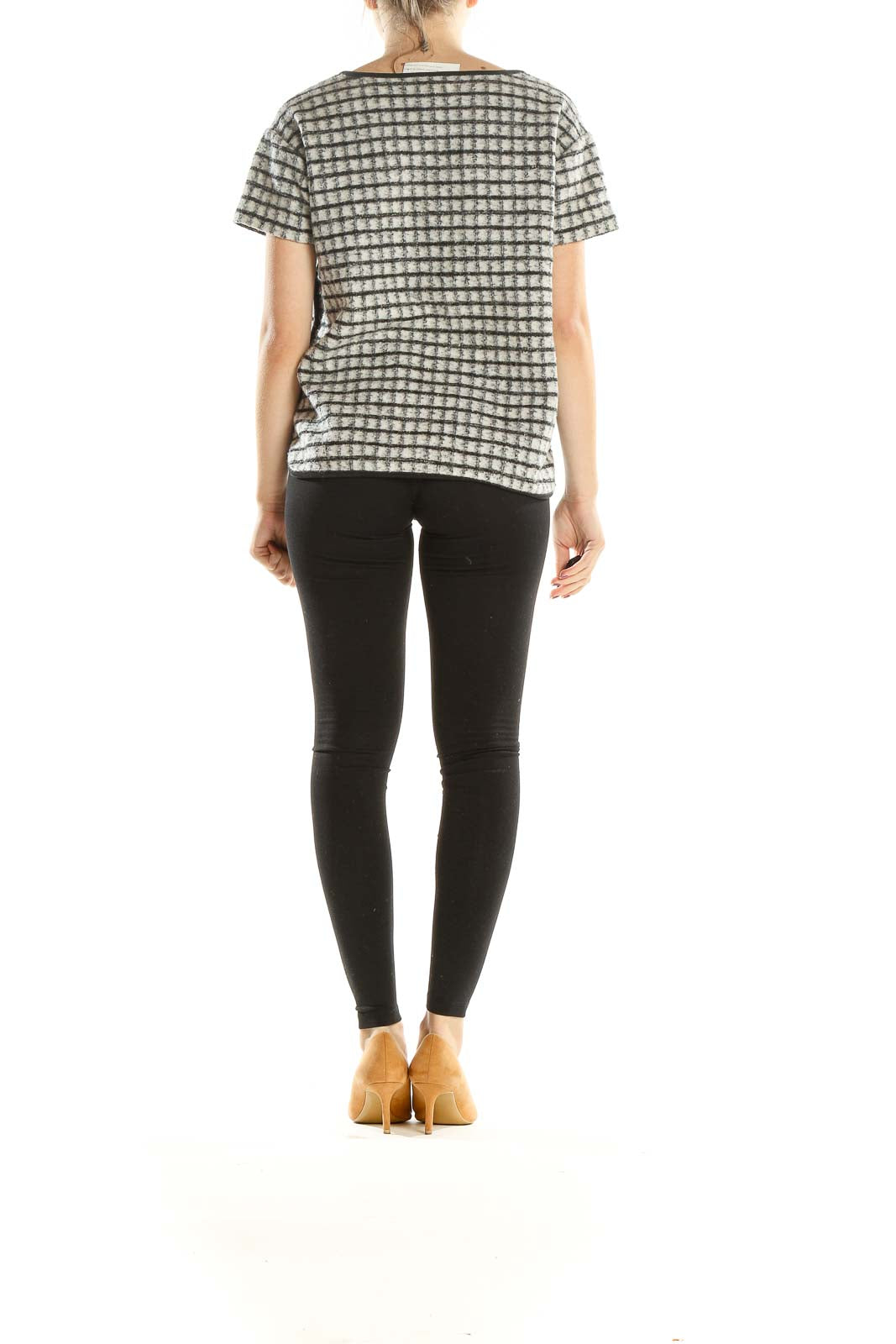 Gray Checkered Brunch Top