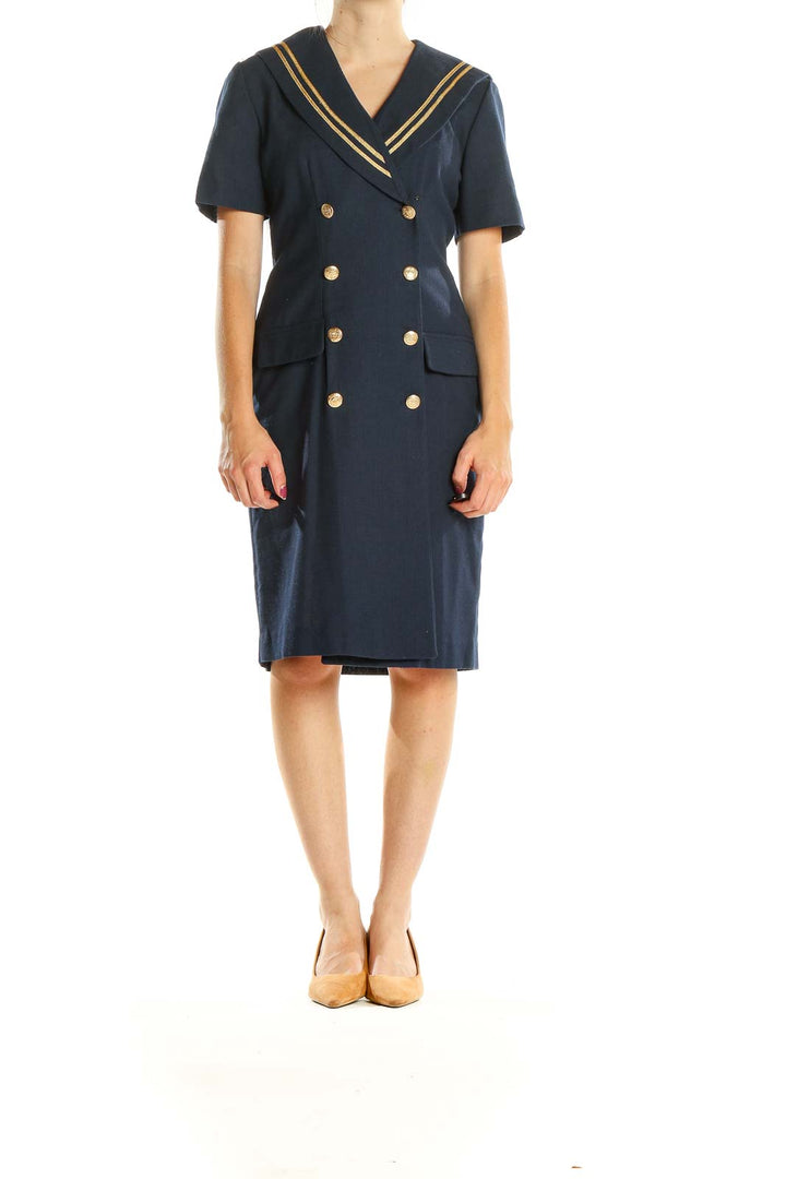 Blue Retro Work Sheath Dress