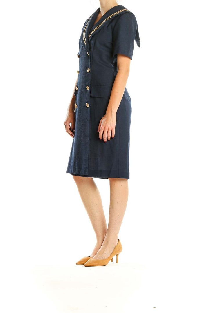 Blue Retro Work Sheath Dress