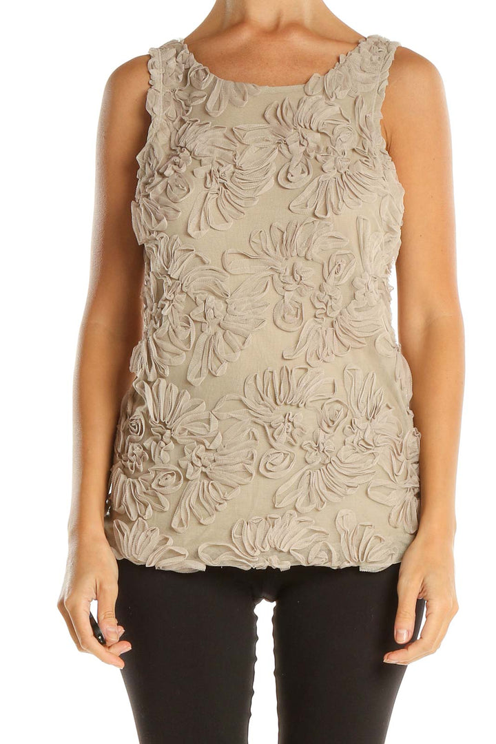 Beige Textured Retro Top