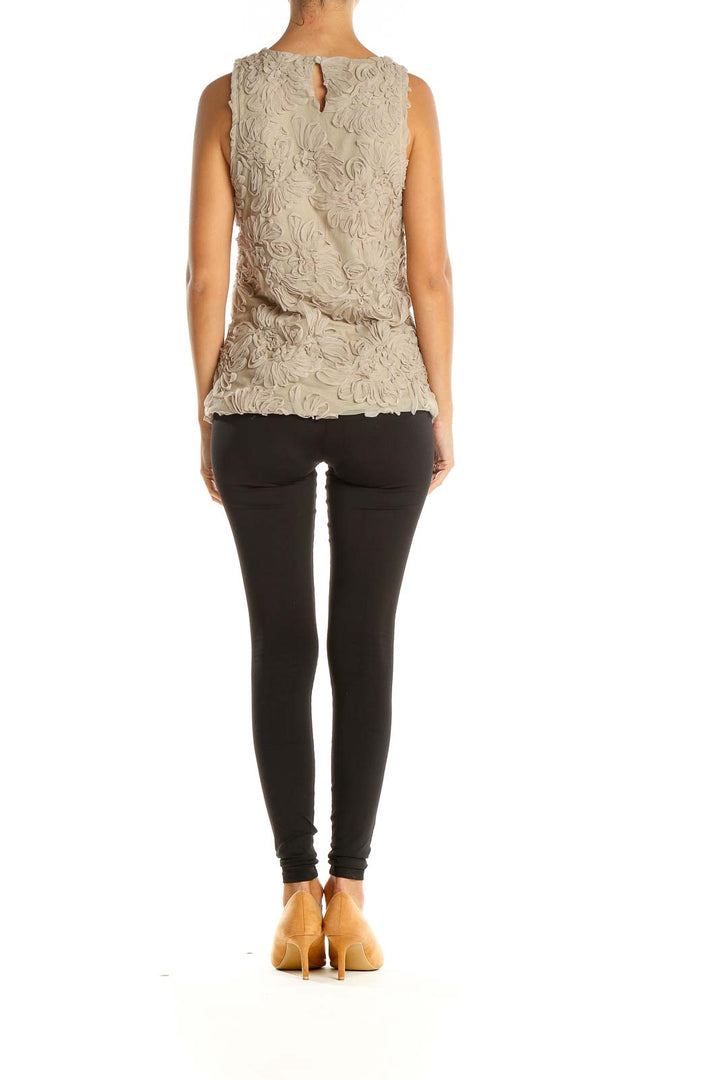 Beige Textured Retro Top