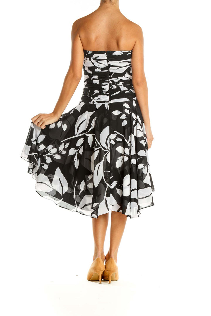 Black White Retro Strapless Dress