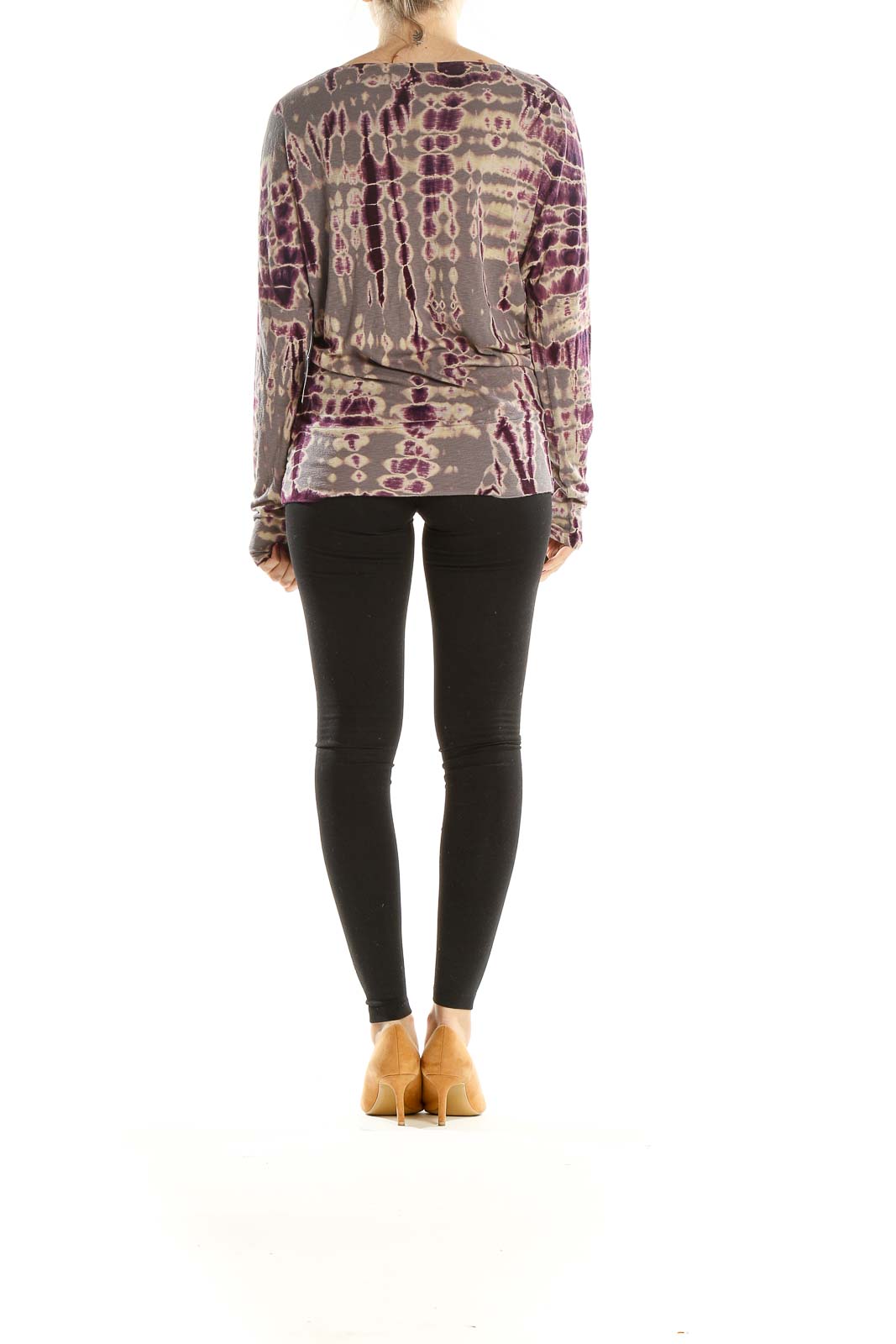 Brown Purple Printed Retro Top