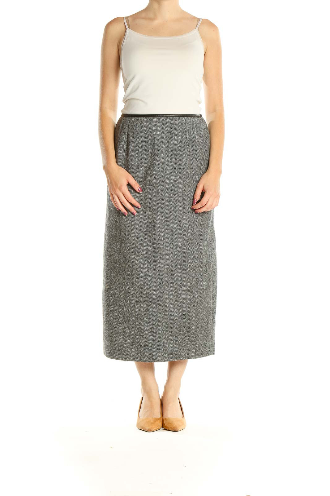 Gray Work Pencil Skirt