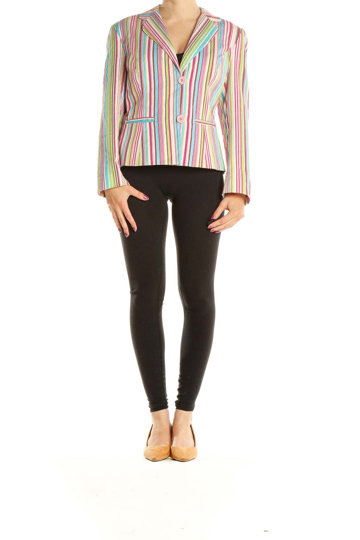 Multicolor Striped Retro Blazer