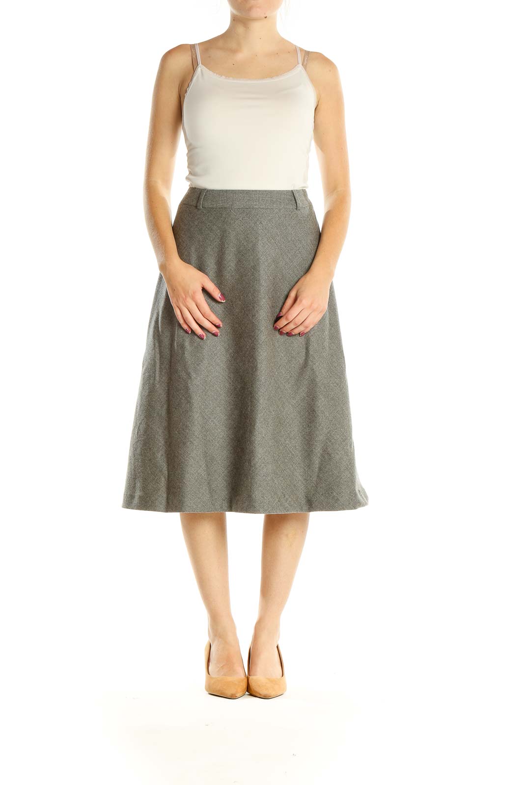 Gray Party Flared Skirt