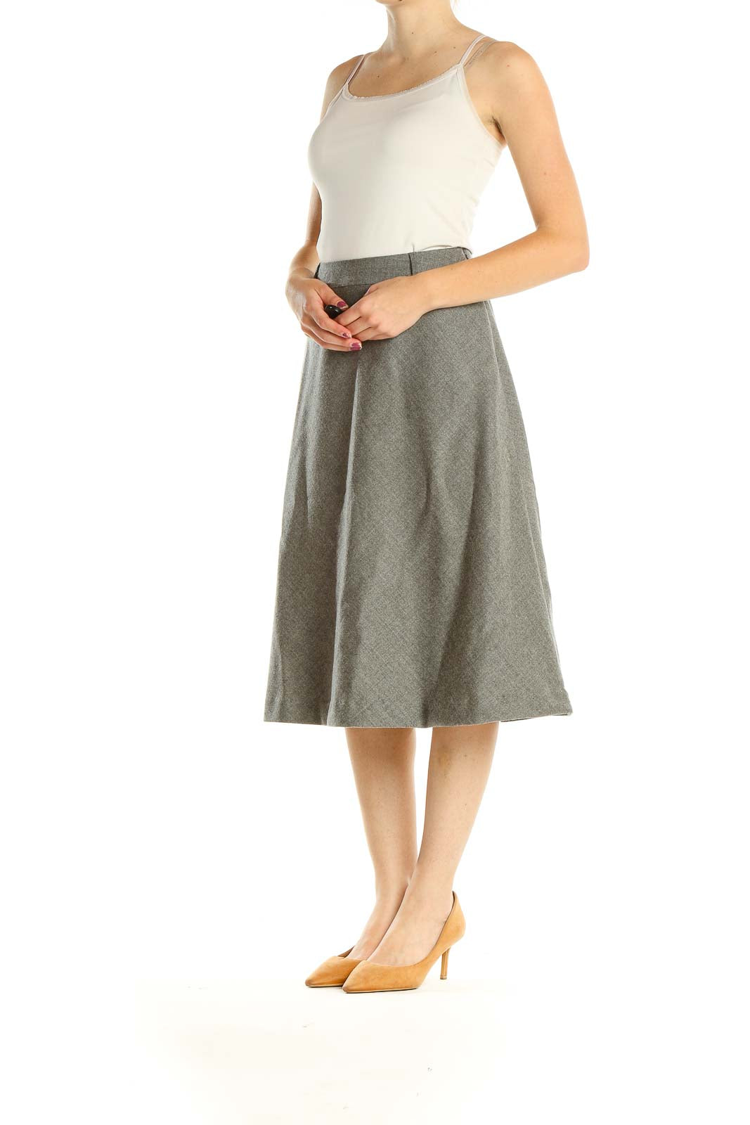 Gray Party Flared Skirt