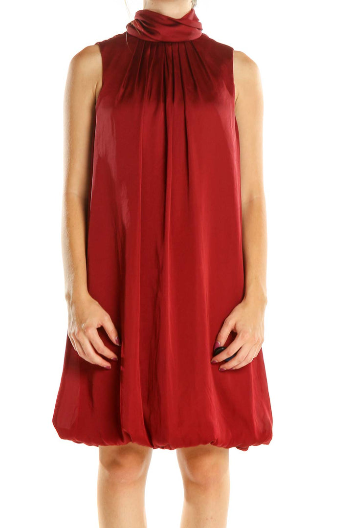 Red Holiday High Neck Shift Dress