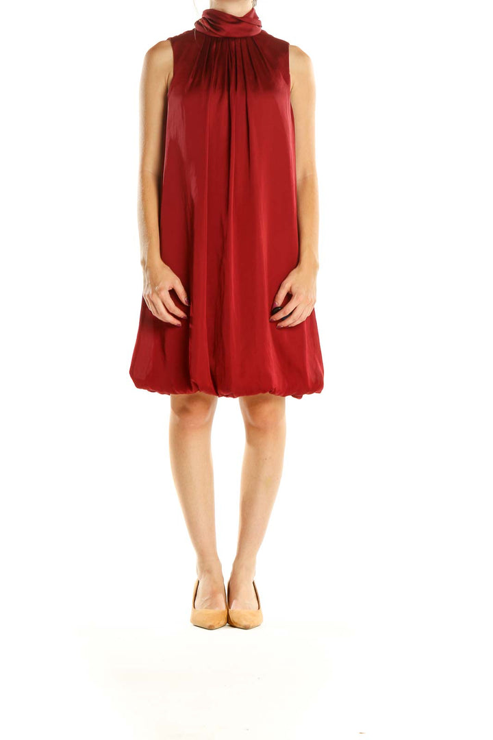 Red Holiday High Neck Shift Dress