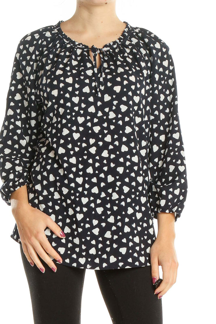 Blue Heart Print All Day Wear Top