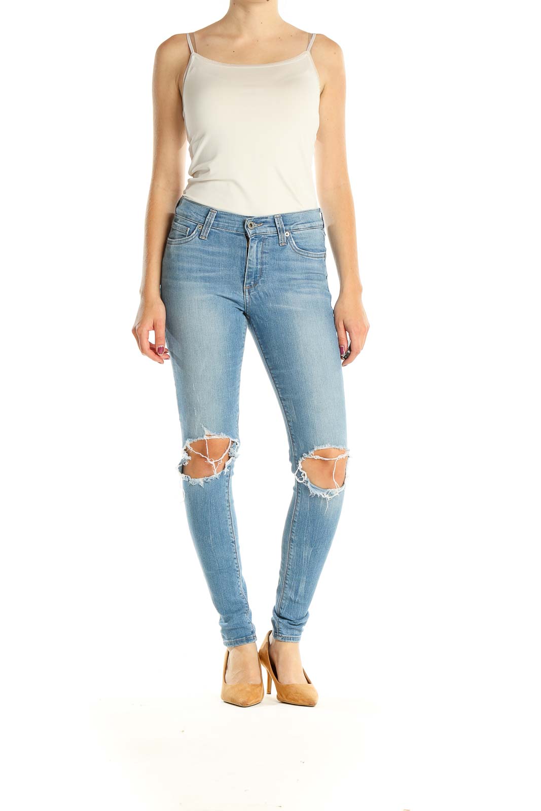 Blue Distressed Skinny Jeans