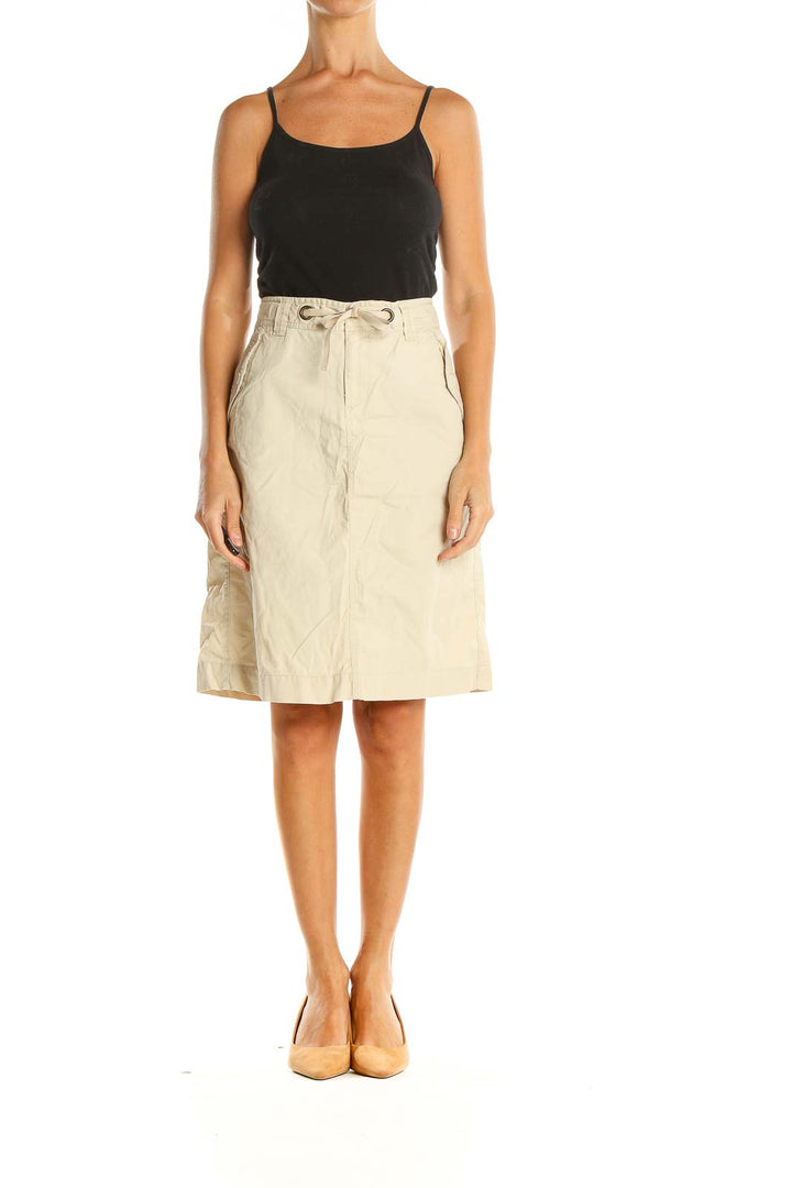 Beige All Day Wear A-Line Skirt