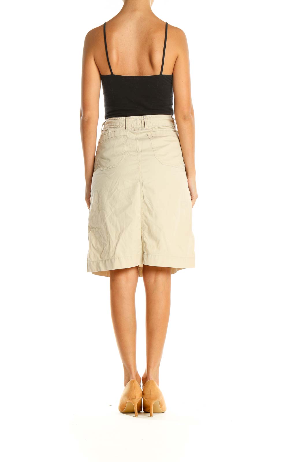 Beige All Day Wear A-Line Skirt