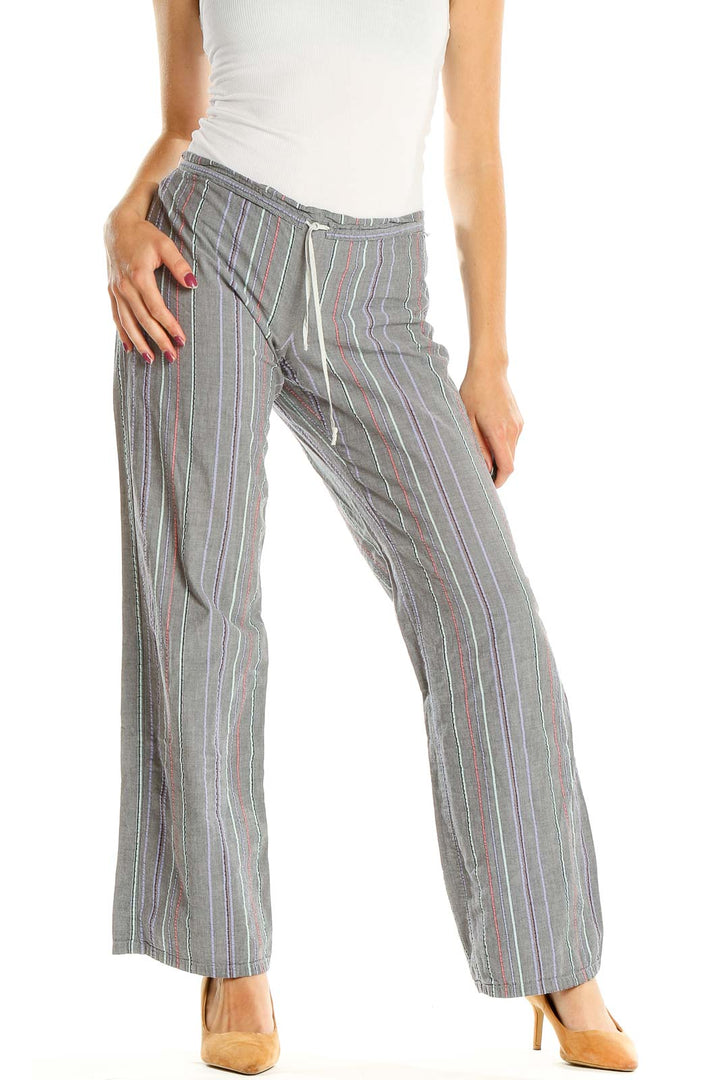 Gray Striped Casual Pants