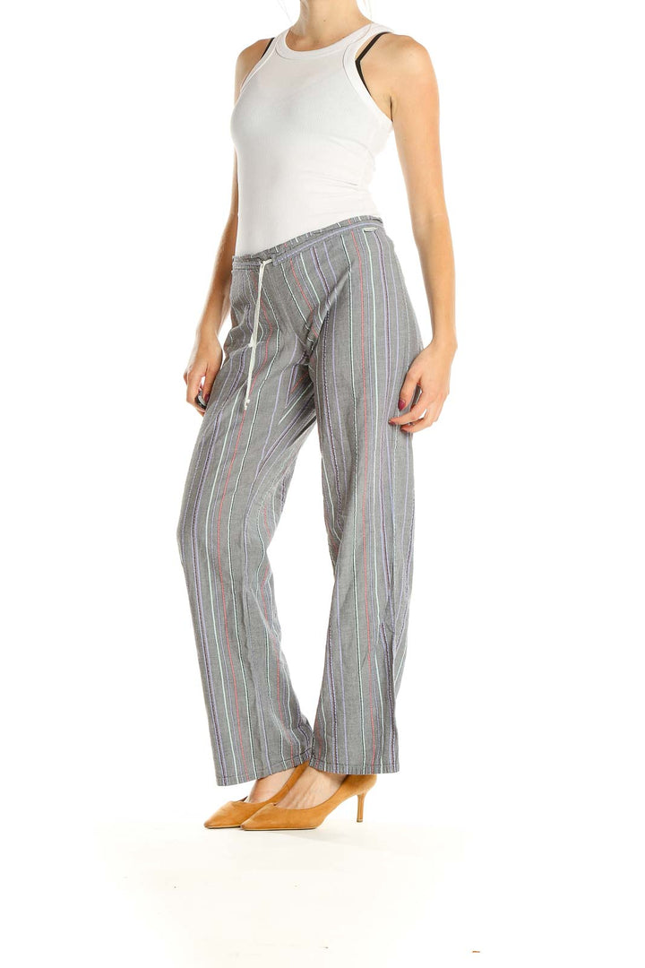 Gray Striped Casual Pants