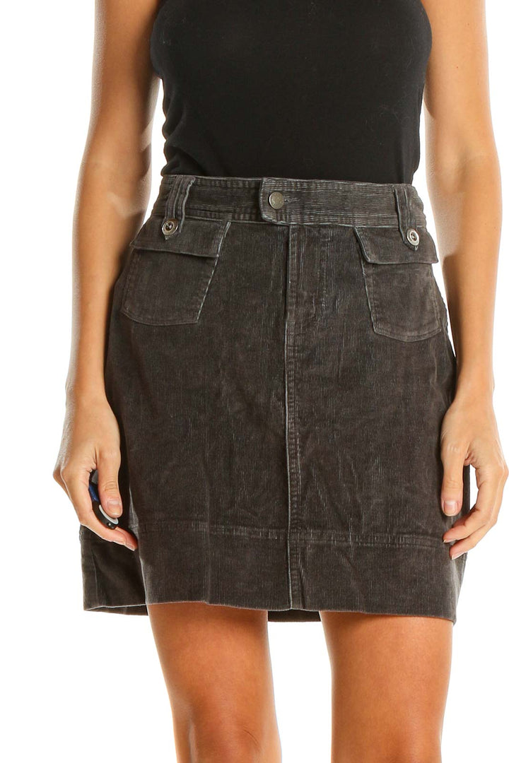 Black Chic Denim Pencil Skirt