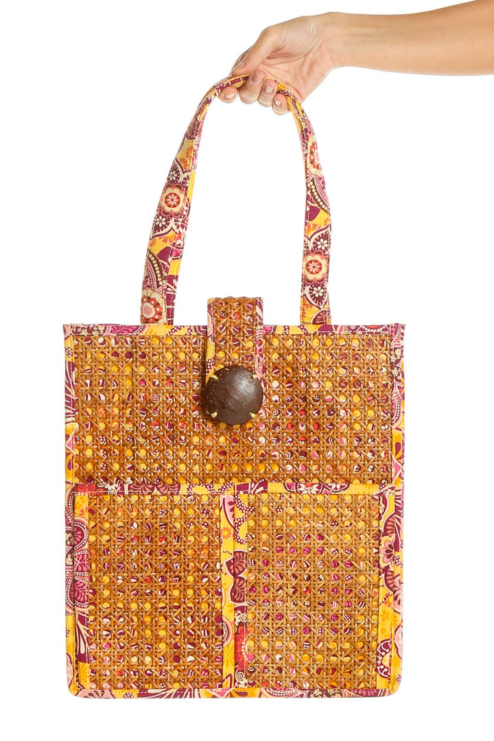 Multicolor Straw Paisley Tote Bag