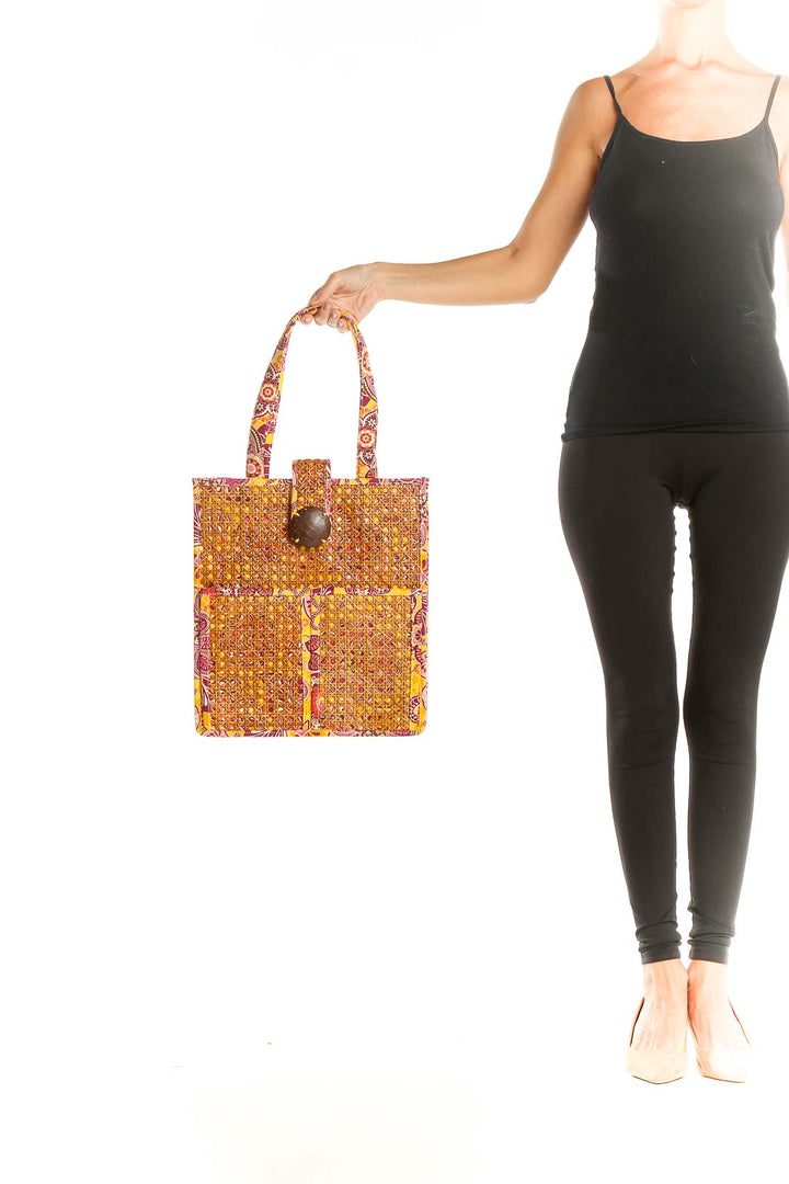 Multicolor Straw Paisley Tote Bag