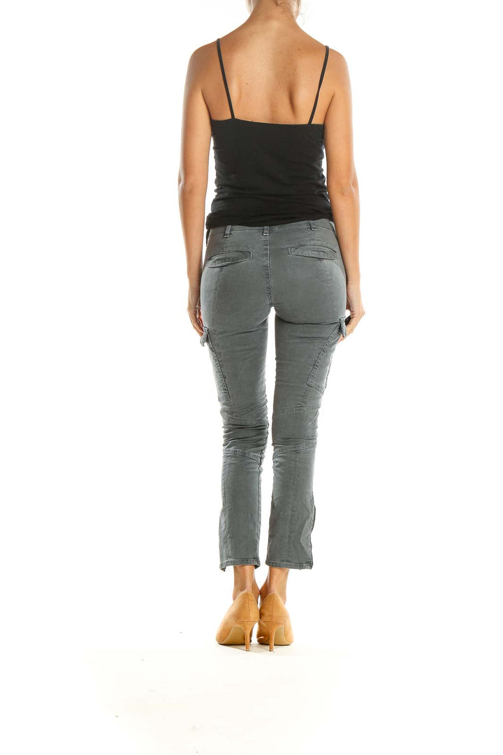 Gray Cropped Carpenter Casual Trousers