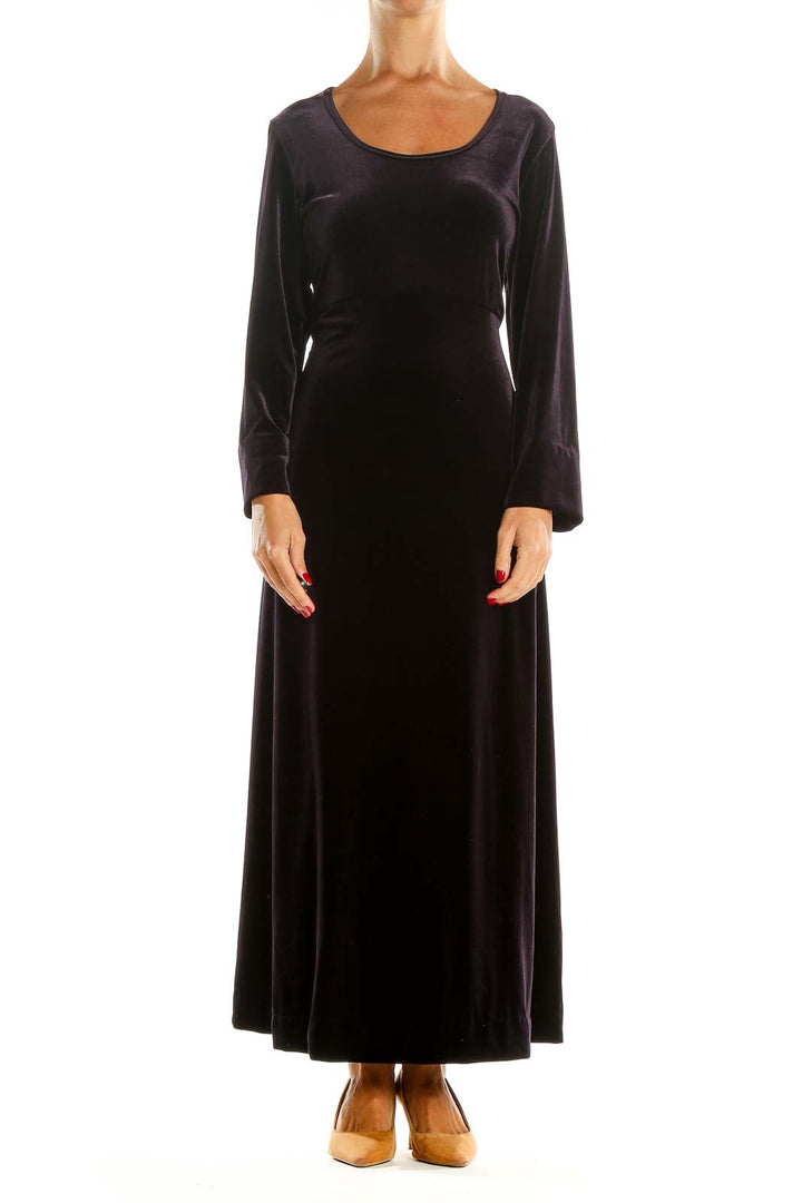 Black Velour Classic Column Dress