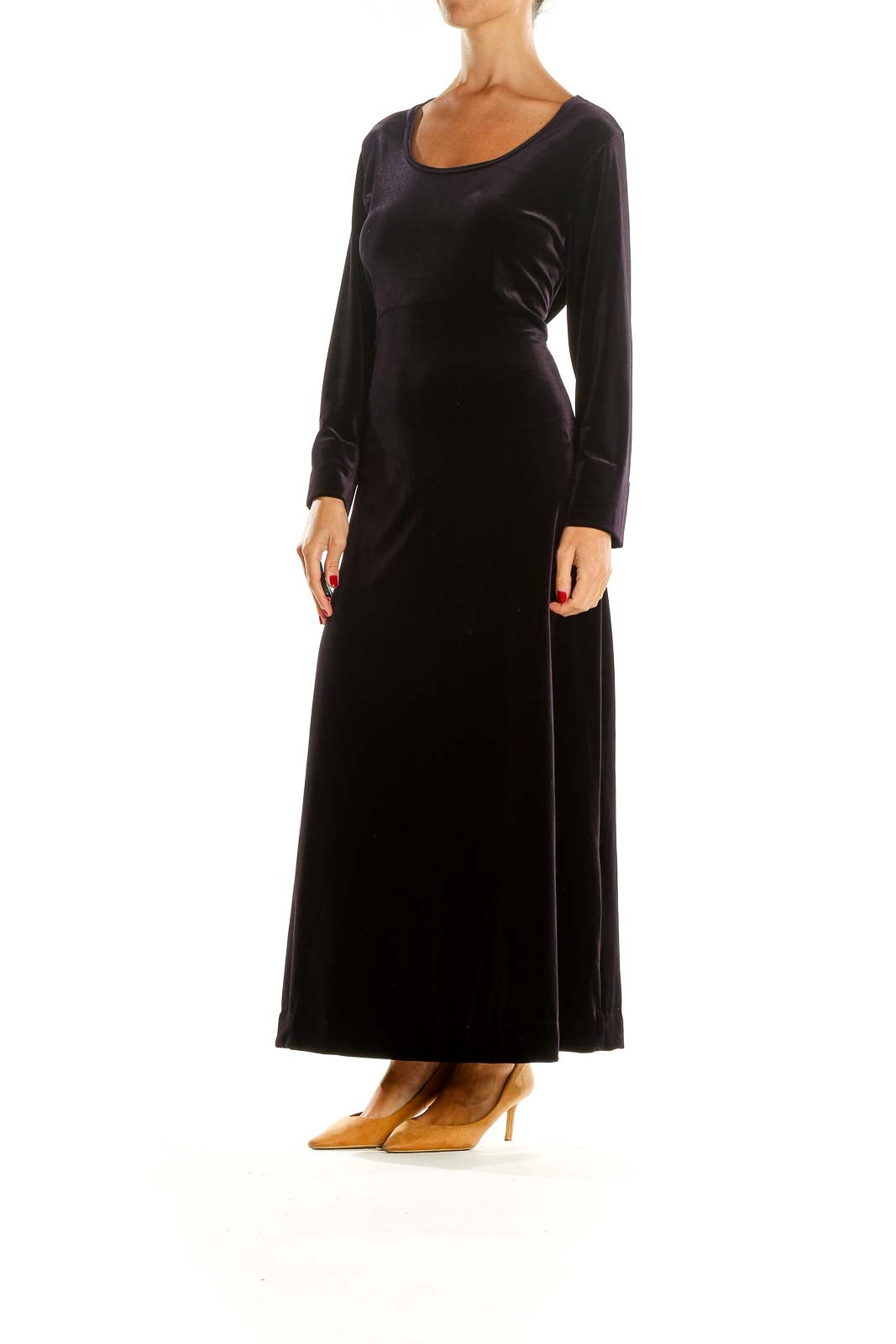 Black Velour Classic Column Dress