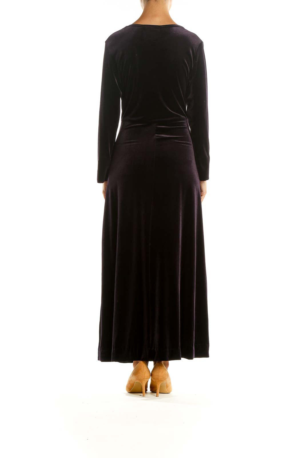 Black Velour Classic Column Dress