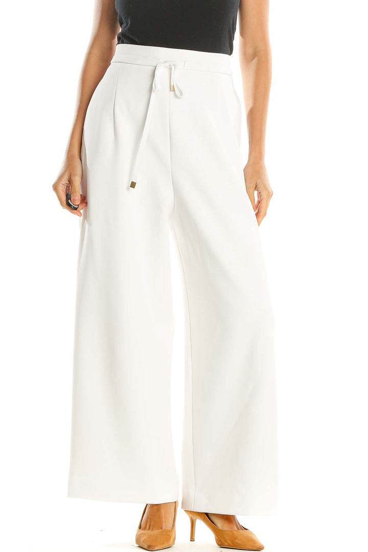 White Chic Wide Leg High Waisted Pants