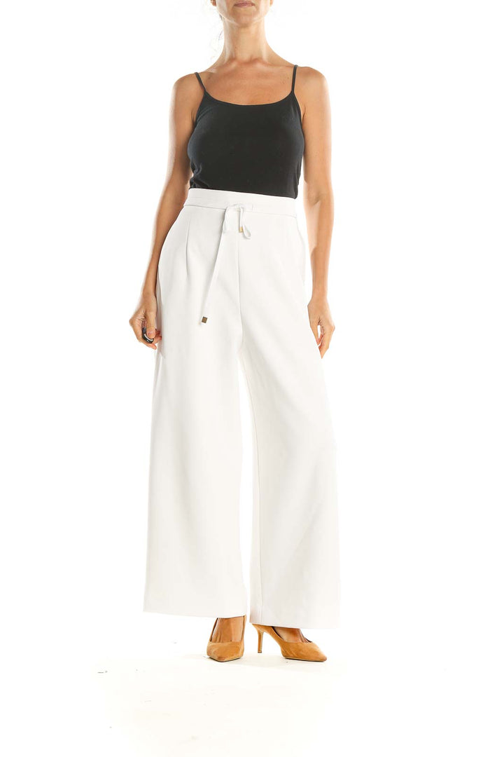 White Chic Wide Leg High Waisted Pants