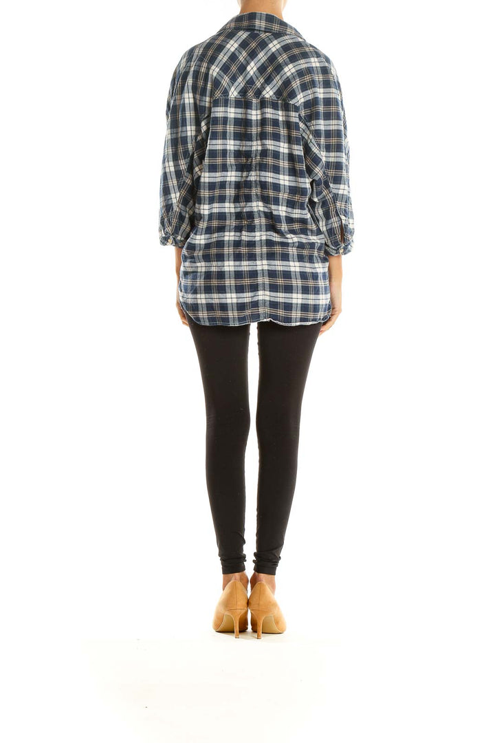 Blue Checkered All Day Wear Flannel Top