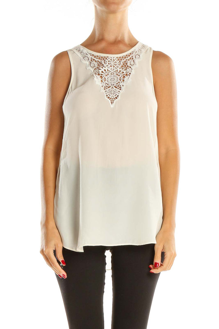 White Silk Lace Tank Top